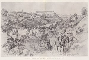 Campagne in de Vrijstaat, de colonne van Lord Roberts steekt de Sand River Drift over